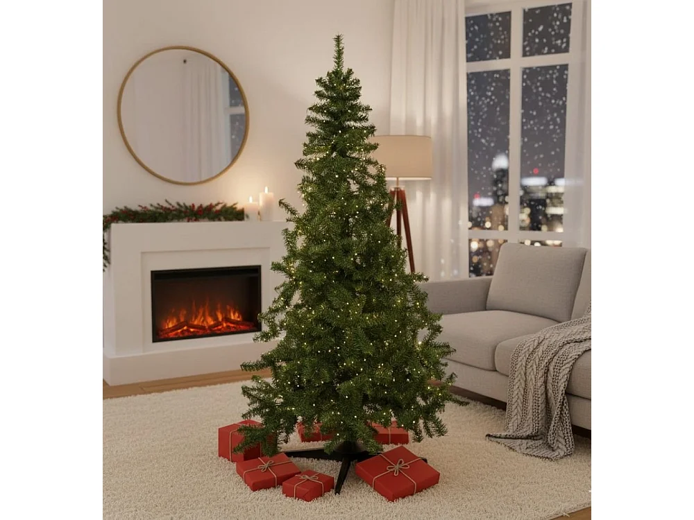 Weihnachtsbaum Jingles, Künstliche Kiefer, Realistischer Baum, Tannenbaum, Made in Italy, 140x140 h200 cm, Grün