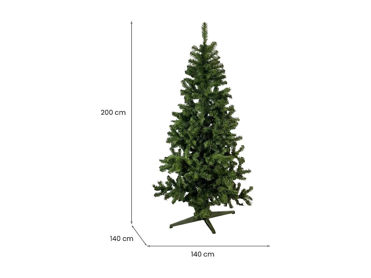 Weihnachtsbaum Jingles, Künstliche Kiefer, Realistischer Baum, Tannenbaum, Made in Italy, 140x140 h200 cm, Grün