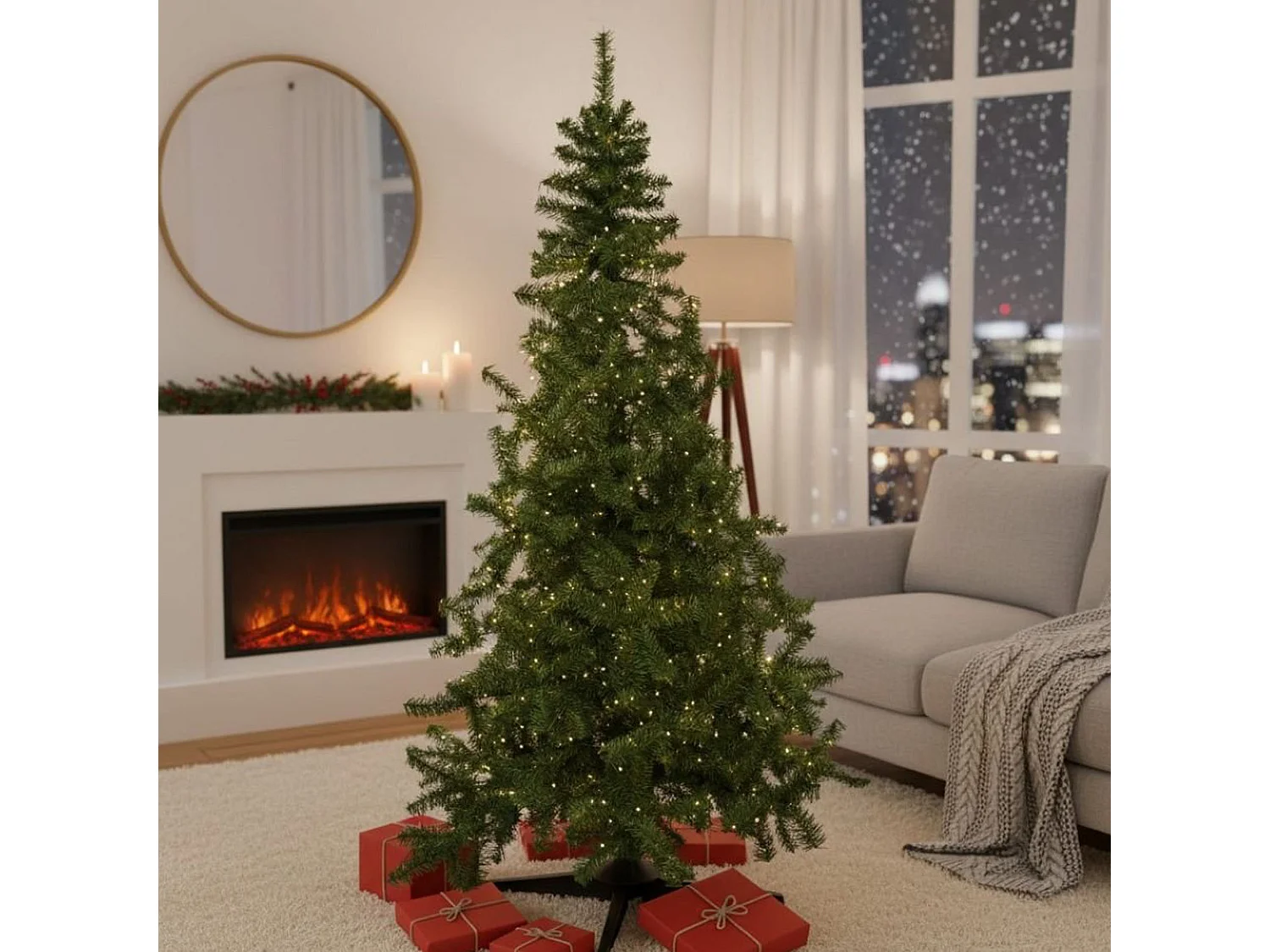 Árvore de Natal Jingles, 63 ramos, feita na Itália, 200h cm verde, abertura de ramos individuais, ignífuga retardante de chama