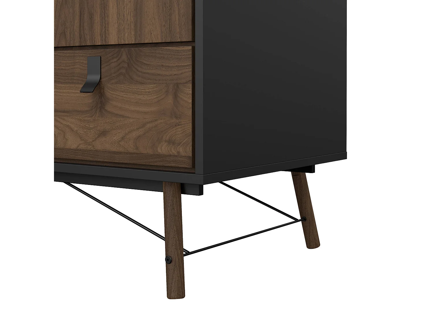 Garde-robe 3 portes Dverdell, Meubles de chambre, Penderie de plain-pied, Placard à vêtements, 150x60 h200 cm, Noir et Noyer