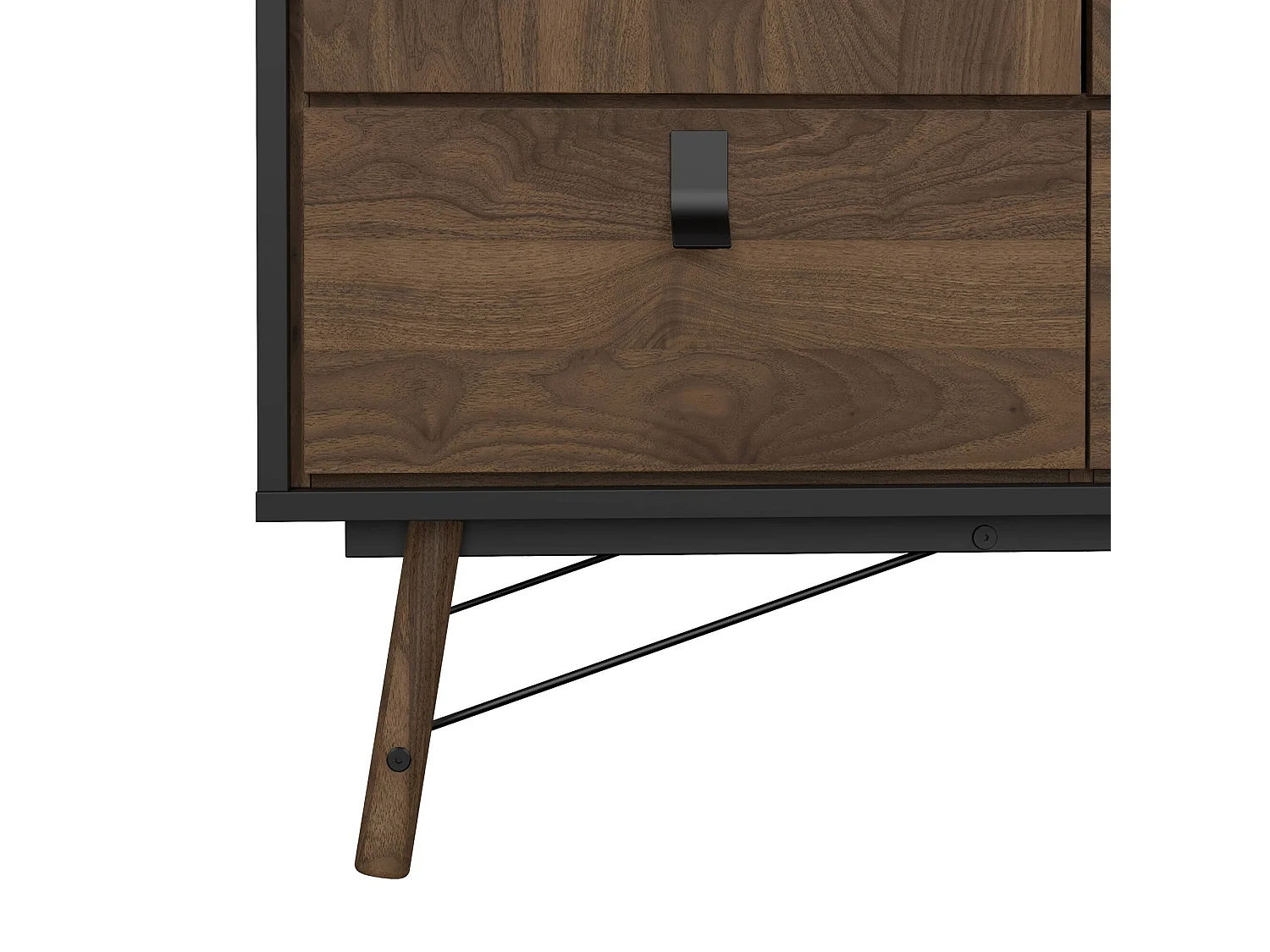 Garde-robe 3 portes Dverdell, Meubles de chambre, Penderie de plain-pied, Placard à vêtements, 150x60 h200 cm, Noir et Noyer