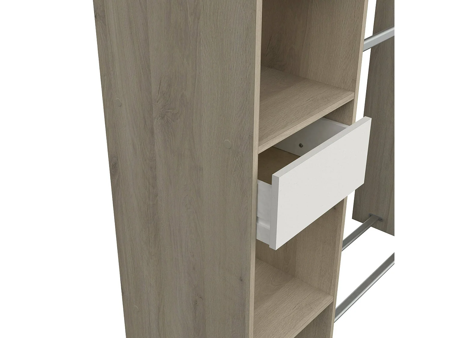 Grande Garde-robe Dyamashit, Meubles de chambre, Penderie de plain-pied, Placard à vêtements, 118x40 h183 cm, Chêne et Blanc mat