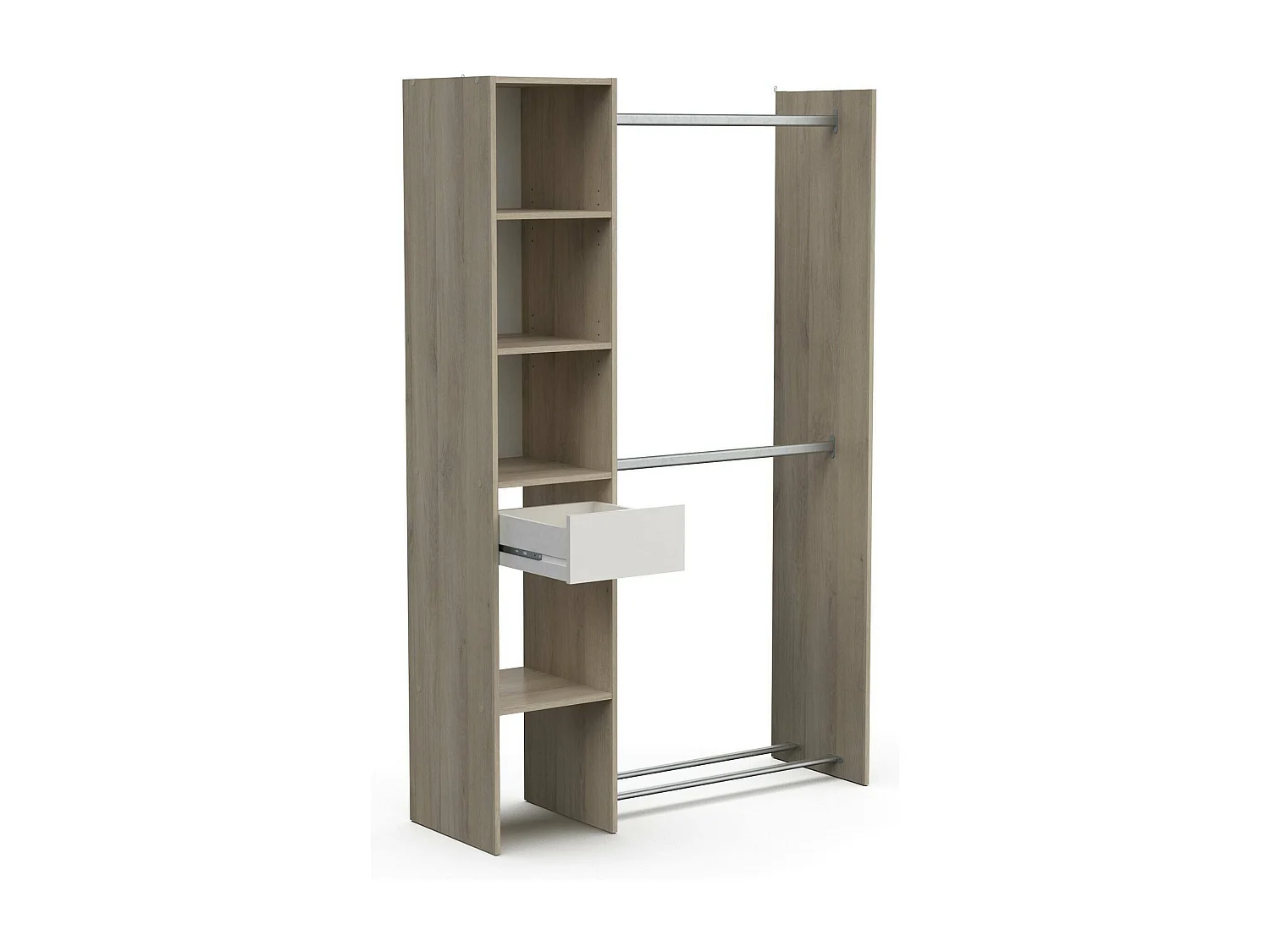 Grande Garde-robe Dyamashit, Meubles de chambre, Penderie de plain-pied, Placard à vêtements, 118x40 h183 cm, Chêne et Blanc mat