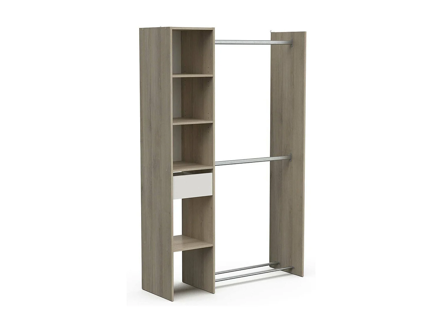 Gran Armario Dyamashit, Muebles de dormitorio, Vestidor, Armario de ropa, 118x40 h183 cm, Roble y Blanco mate