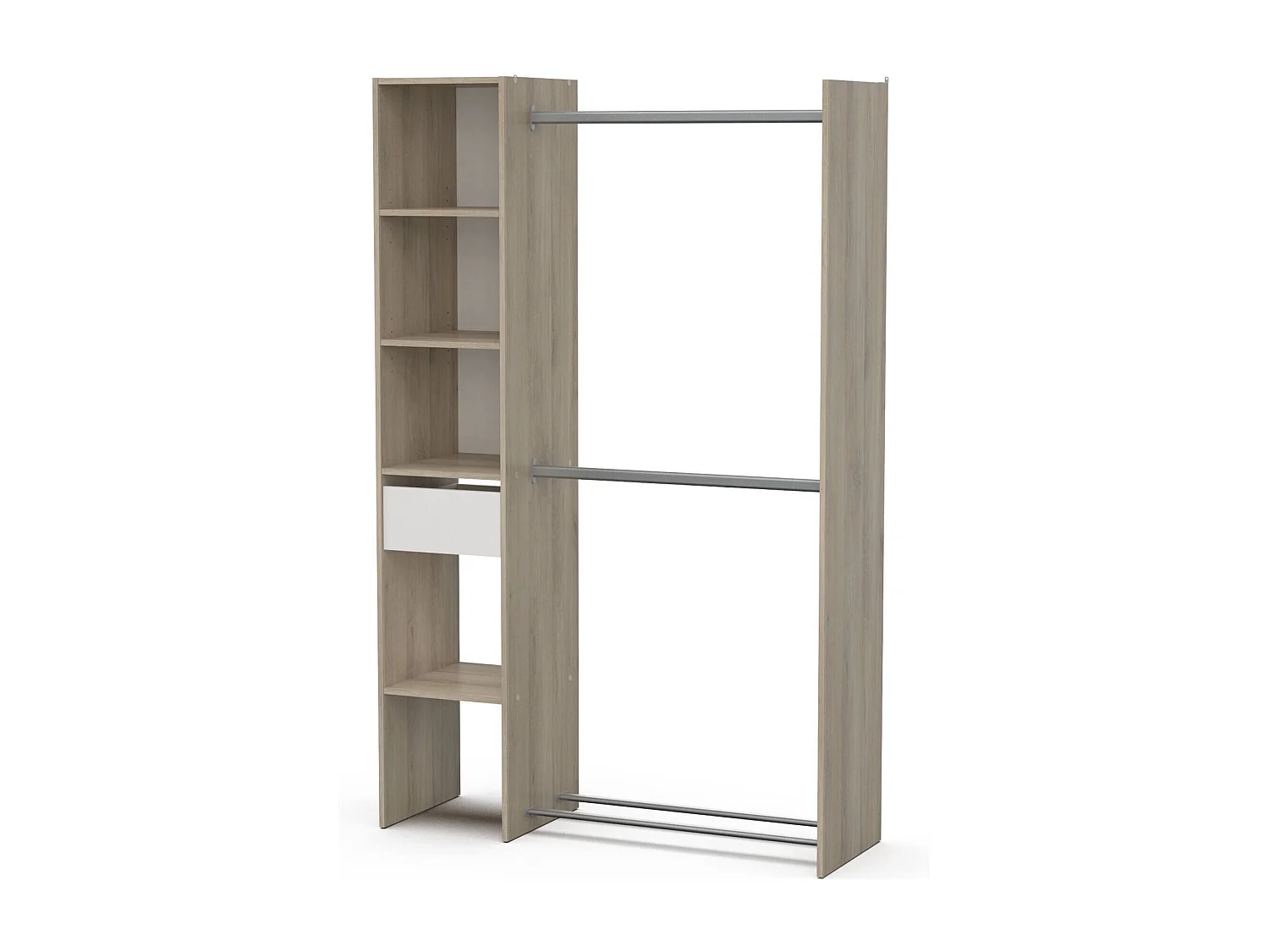 Gran Armario Dyamashit, Muebles de dormitorio, Vestidor, Armario de ropa, 118x40 h183 cm, Roble y Blanco mate