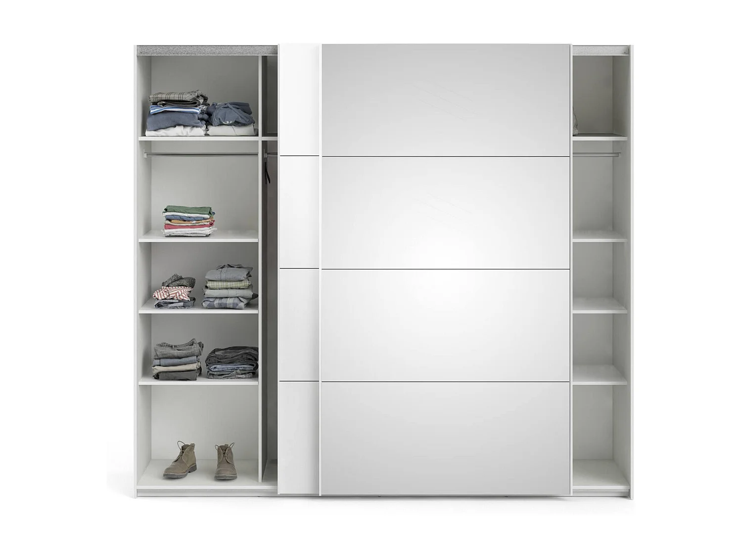 Guardaroba 2 Ante Catalina, 12 Ripiani, 60.8x220.4h cm Bianco Lucido, Armadio Camera da Letto