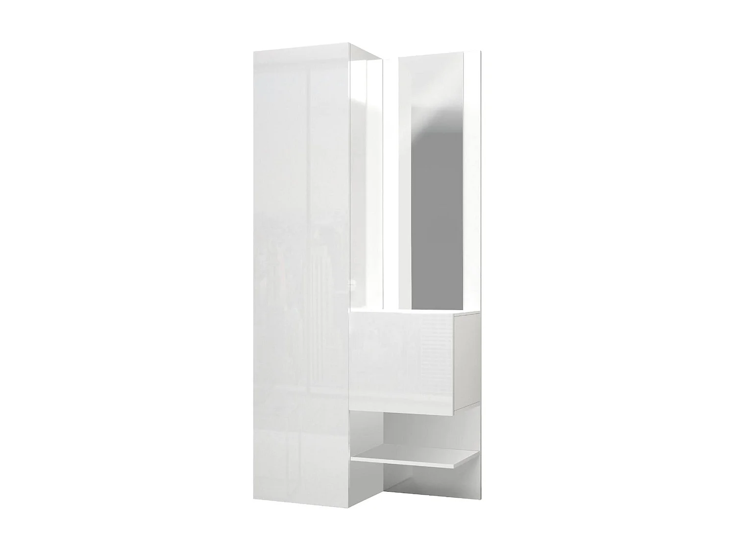 Mueble de entrada Dcristant, Mueble multifuncional con 2 puertas, Mueble multiusos con espejo, 90x35h190 cm, Blanco
