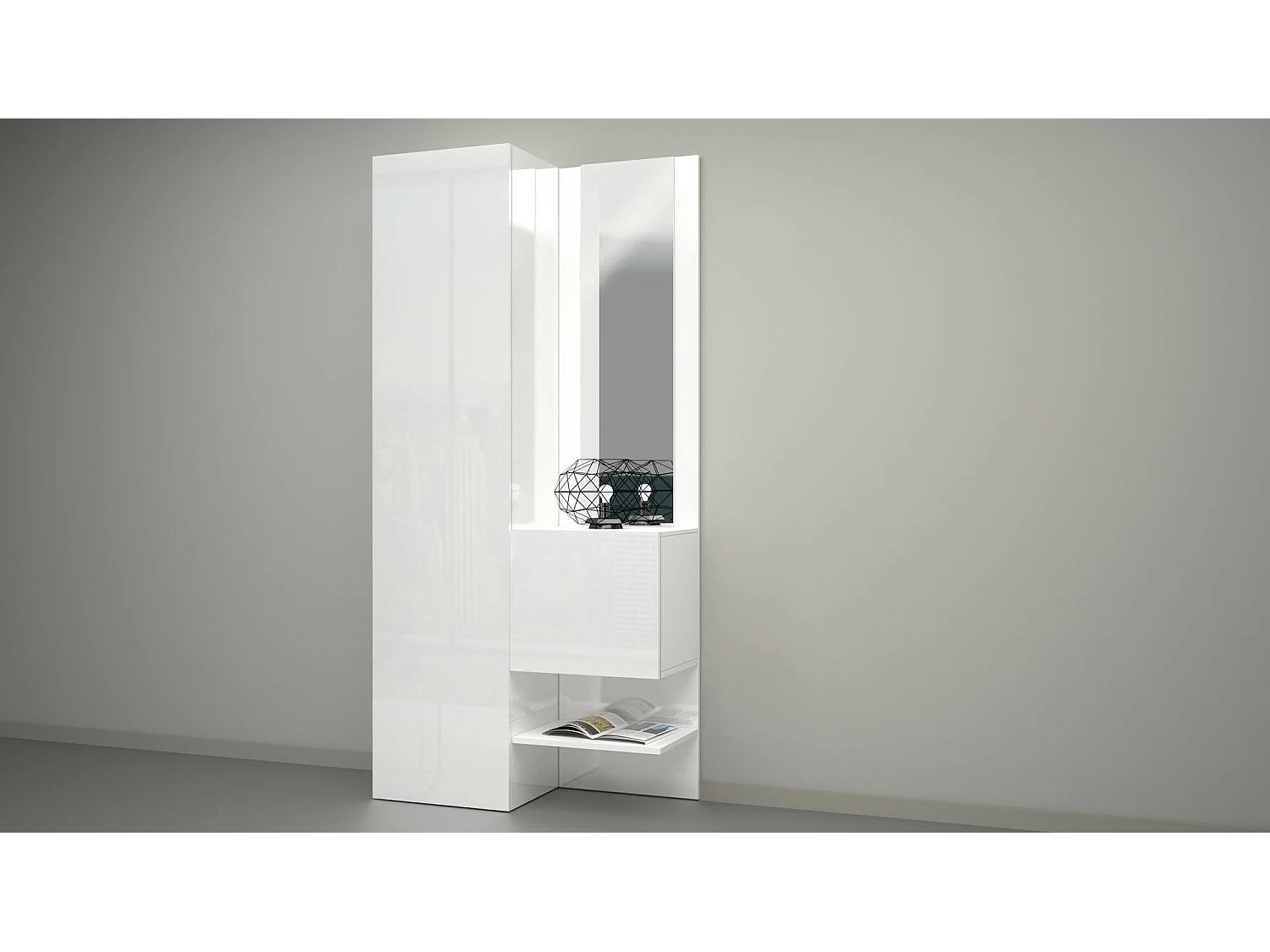 Eingangsmöbel Dcristant, Multifunktionsschrank mit 2 Türen, Mehrzweckschrank mit Spiegel, 90x35h190 cm, WeiÃŸ