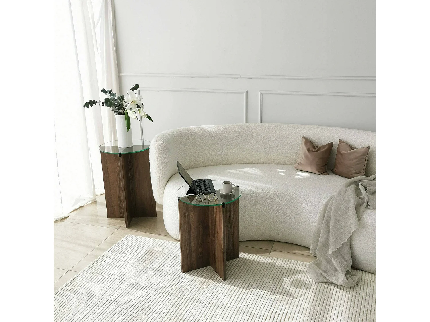 Dlancion salontafel, Tafel bCoffee Ace, Sofa Review Rack, Woonkamerplank, 40x40h60 cm, Walnoot