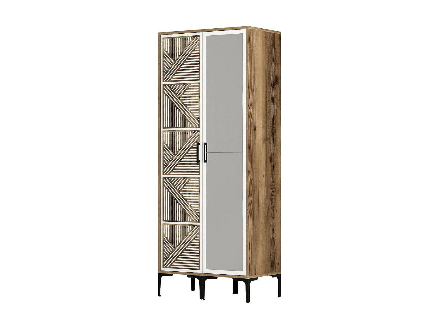 Garde-robe 2 portes Dpagliuc, Meubles de chambre, Penderie de plain-pied, Placard à vêtements, 80x201h48 cm, Noyer et Blanc