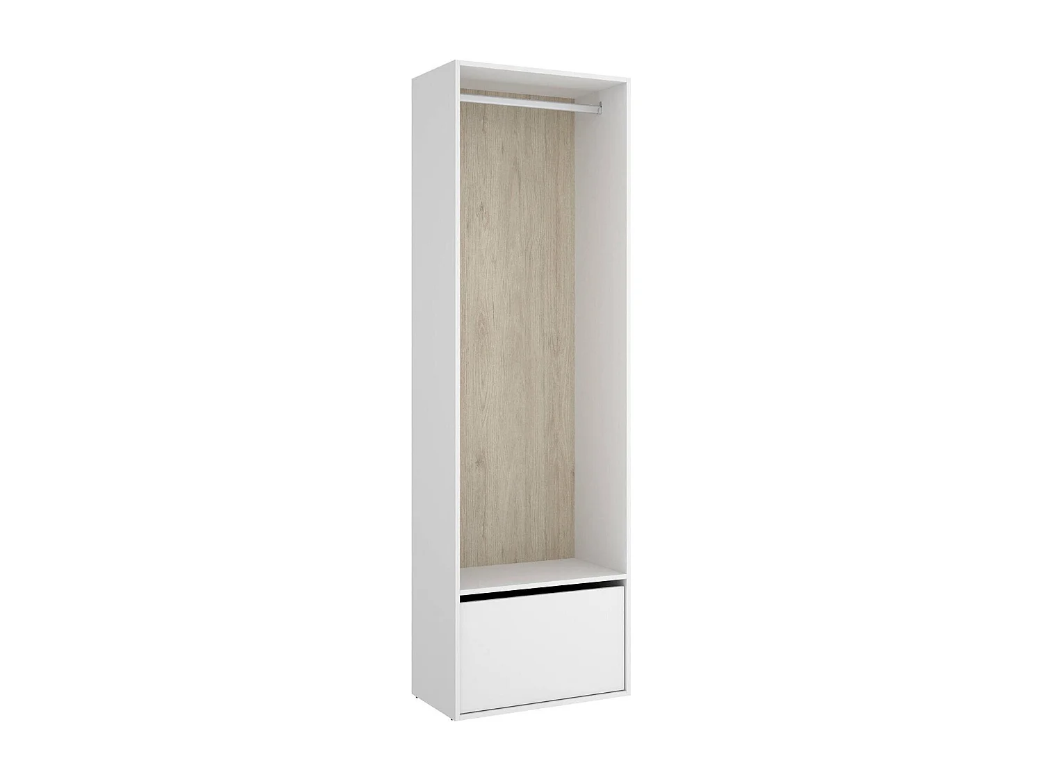 GroÃŸer Kleiderschrank Dki, Schlafzimmermöbel, Schrank, Garderobe, 60x45 h205 cm, WeiÃŸ und Eiche