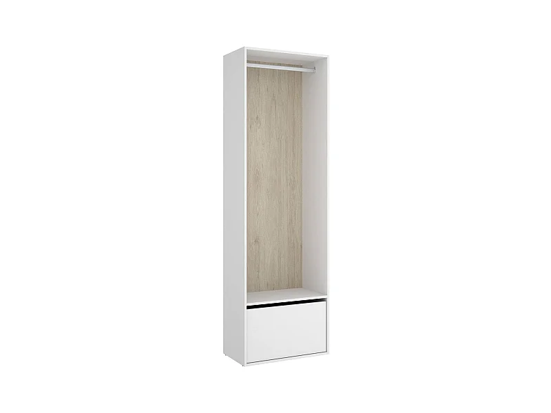 Gran Armario Dki, Muebles de dormitorio, Vestidor, Armario de ropa, 60x45 h205 cm, Blanco y Roble