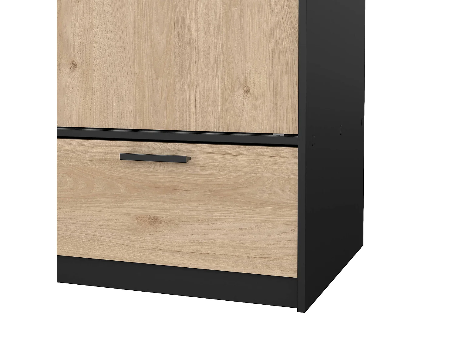 Guardaroba 2 Ante Kammuri, 2 Cassetti, 60.25x200.4h cm Nero, Armadio Camera da Letto