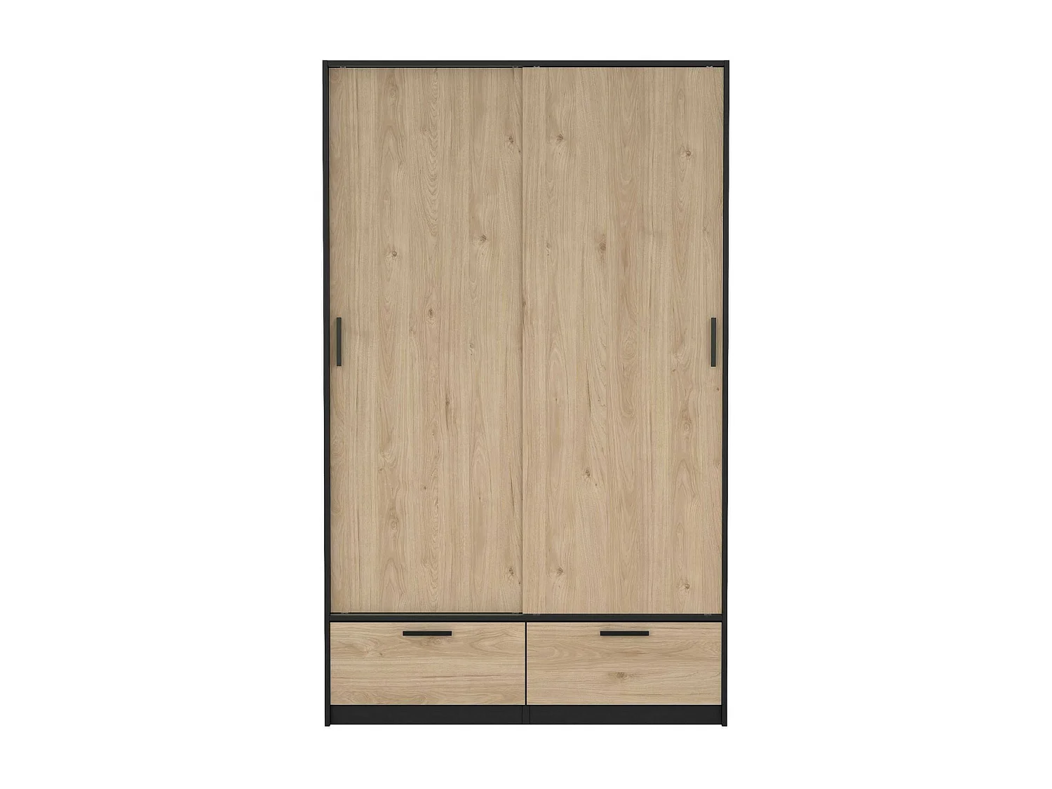 Garde-robe 2 portes Dschoute, Meubles de chambre, Penderie de plain-pied, Placard à vêtements, 121x60 h200 cm, Noir et Chêne
