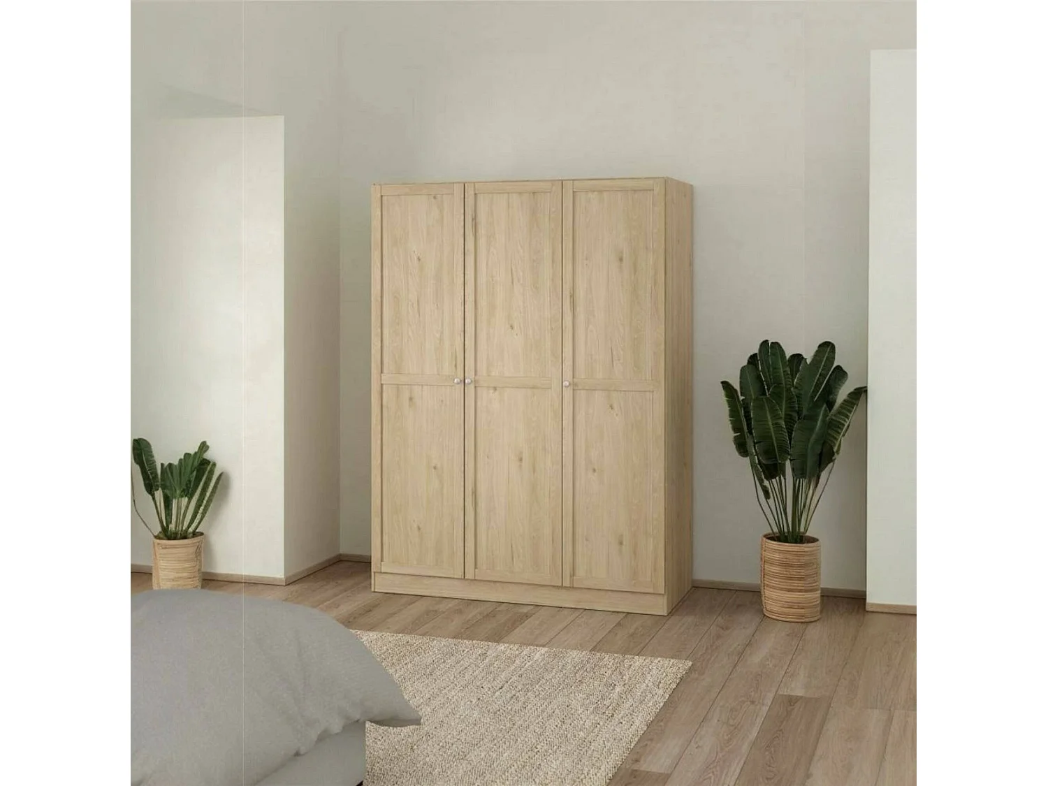 Guardaroba 3 Ante Gener, Appendiabiti, 61.69x147 cm Marrone Rovere, Armadio Camera da Letto