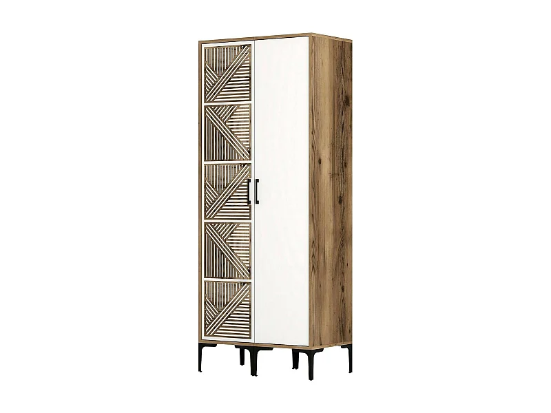 Garde-robe 2 portes Dbenkovi, Meubles de chambre, Penderie de plain-pied, Placard à vêtements, 80x201h48 cm, Noyer et Blanc