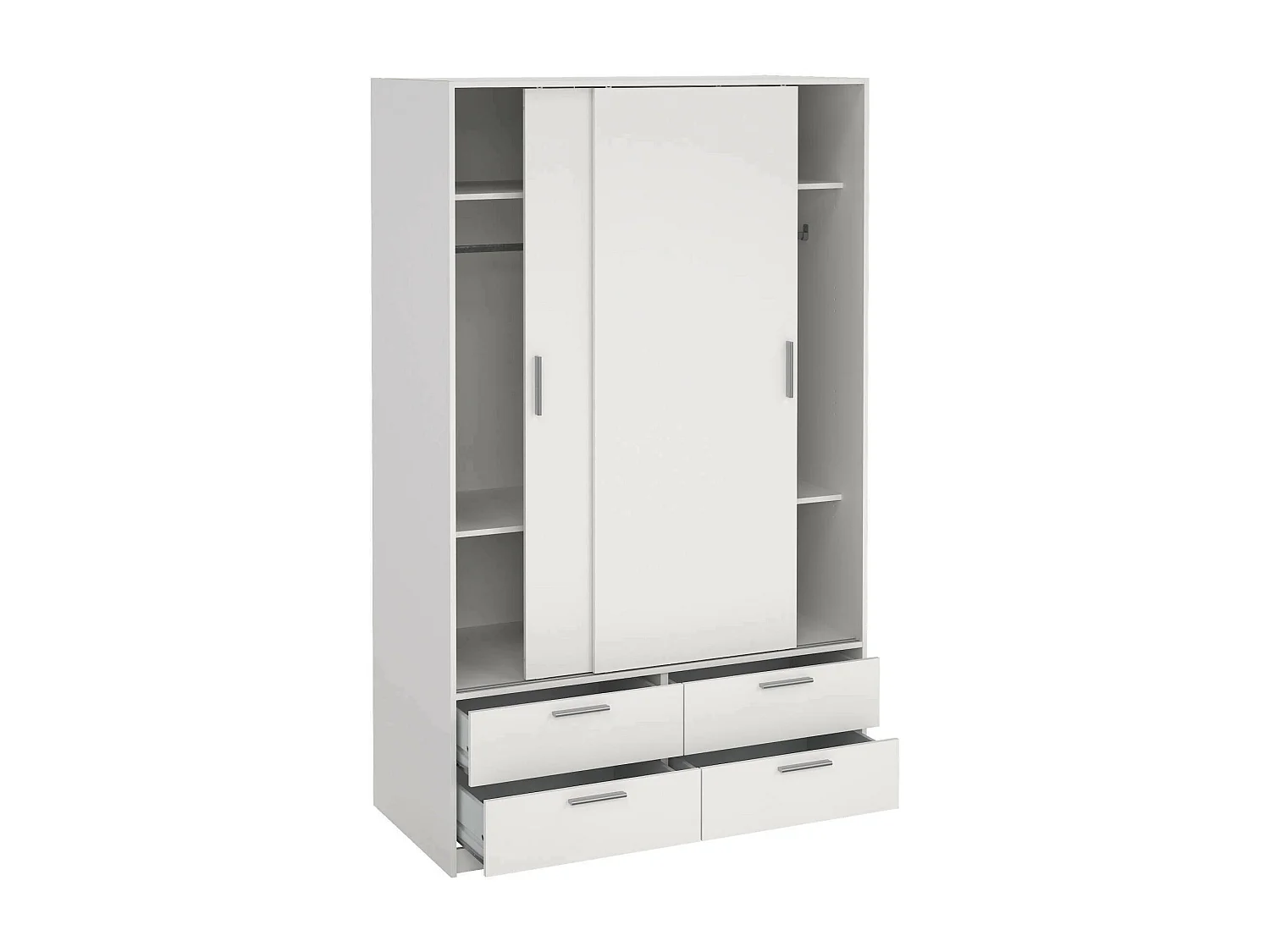 Roupeiro Dravagli de 2 portas, Móveis de quarto, Armário, Armário, 121x60 h200 cm, Branco