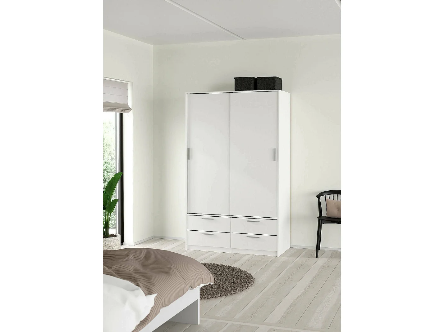 Kleiderschrank 2 Türen Dravagli, Schlafzimmermöbel, Schrank, Garderobe, 121x60 h200 cm, WeiÃŸ