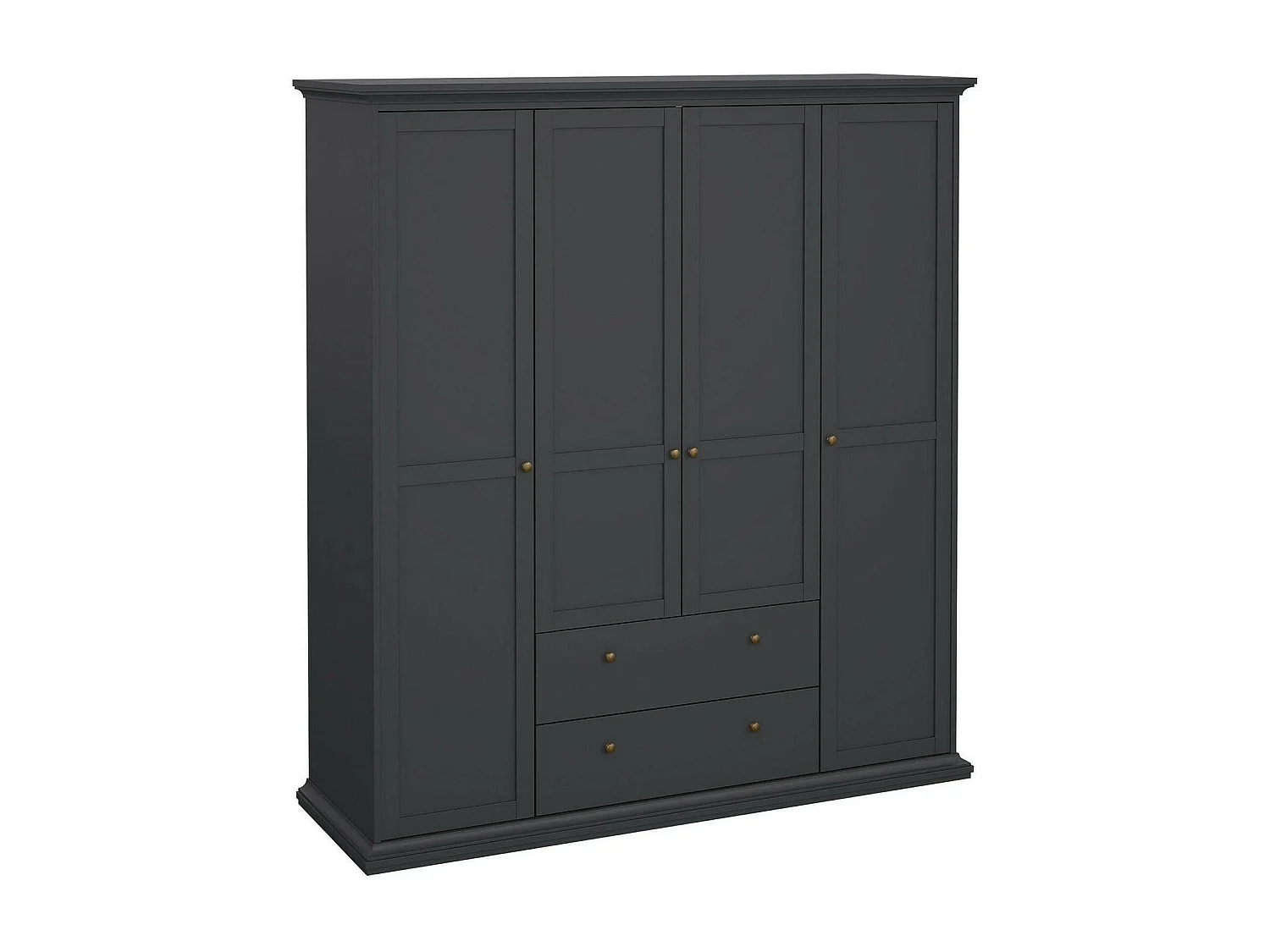 GroÃŸer Kleiderschrank Dsersant, Schlafzimmermöbel, Schrank, Garderobe, 181x61 h201 cm, Grau