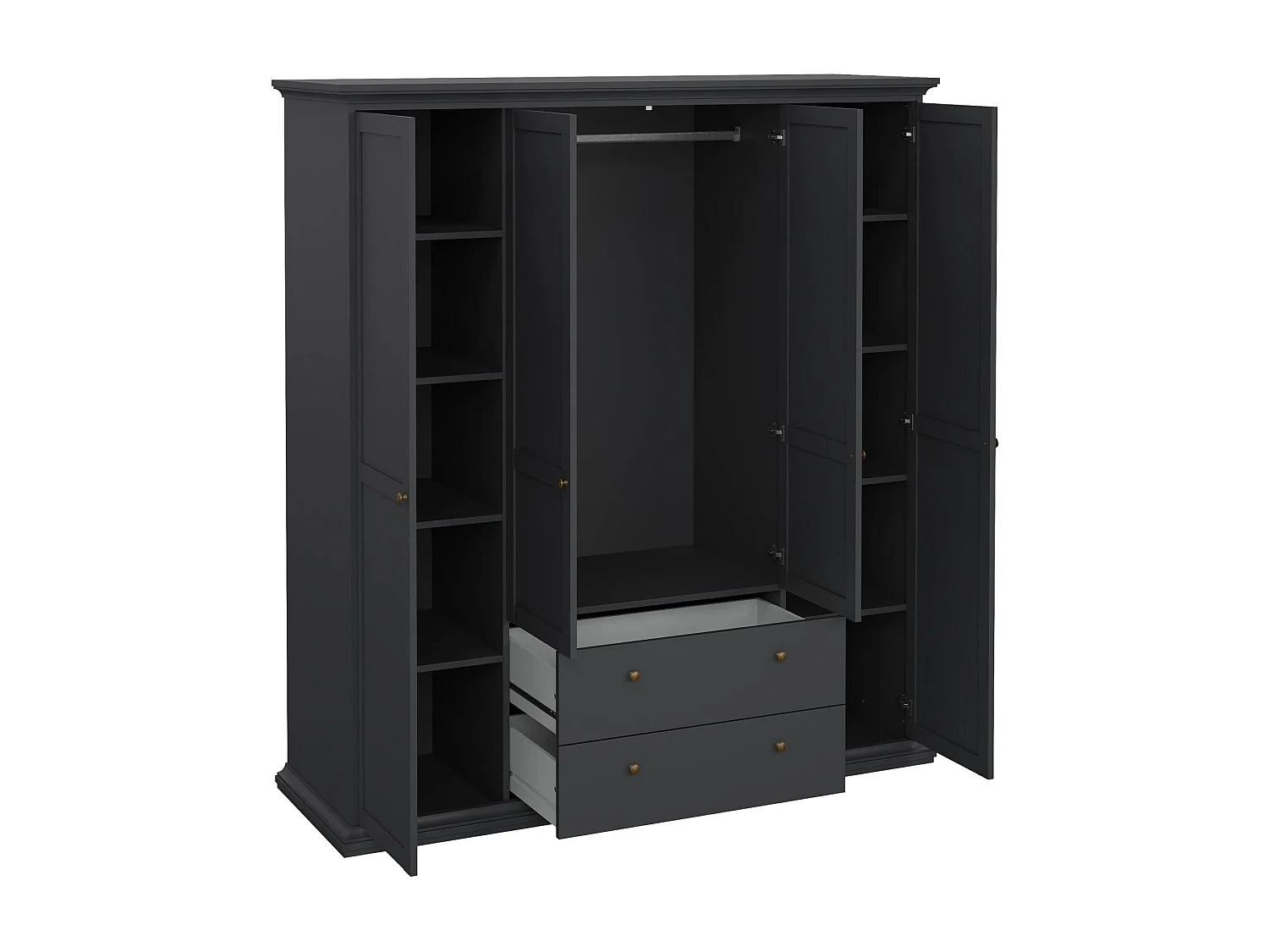 GroÃŸer Kleiderschrank Dsersant, Schlafzimmermöbel, Schrank, Garderobe, 181x61 h201 cm, Grau