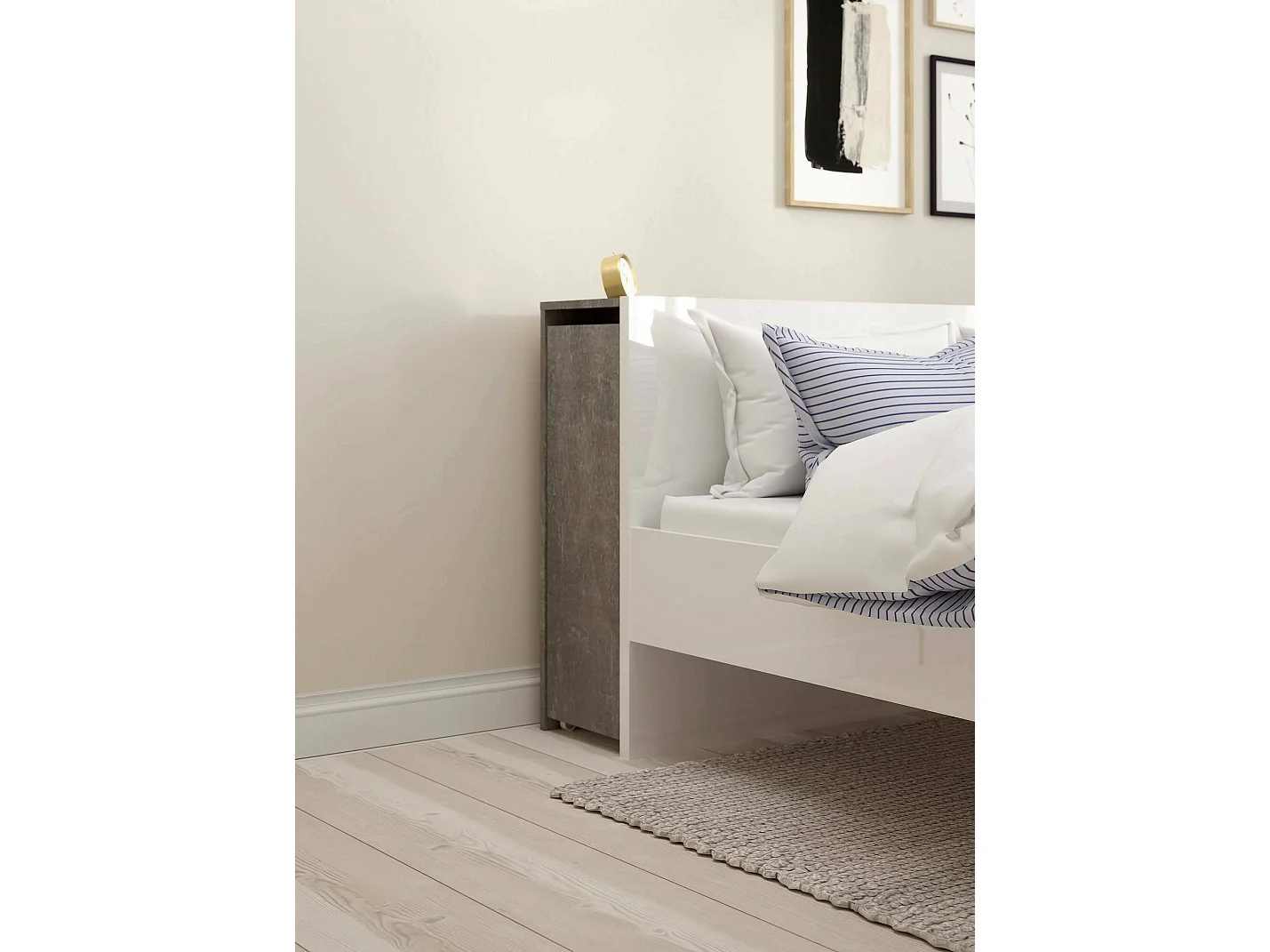 Comodino Delfino, 7 Ripiani, 26.3x164.9x79.8h cm Grigio Cemento