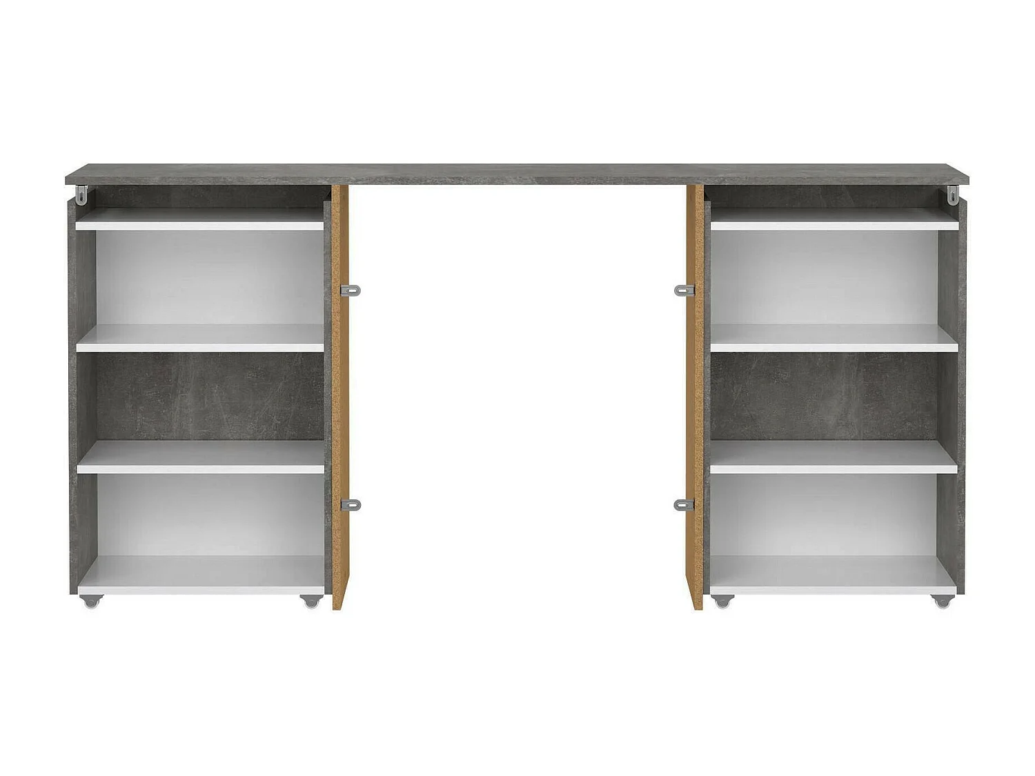 Chevet Drot, Commode basse, Table de nuit, Étagère de chevet, 165x26 h80 cm, Ciment et blanc