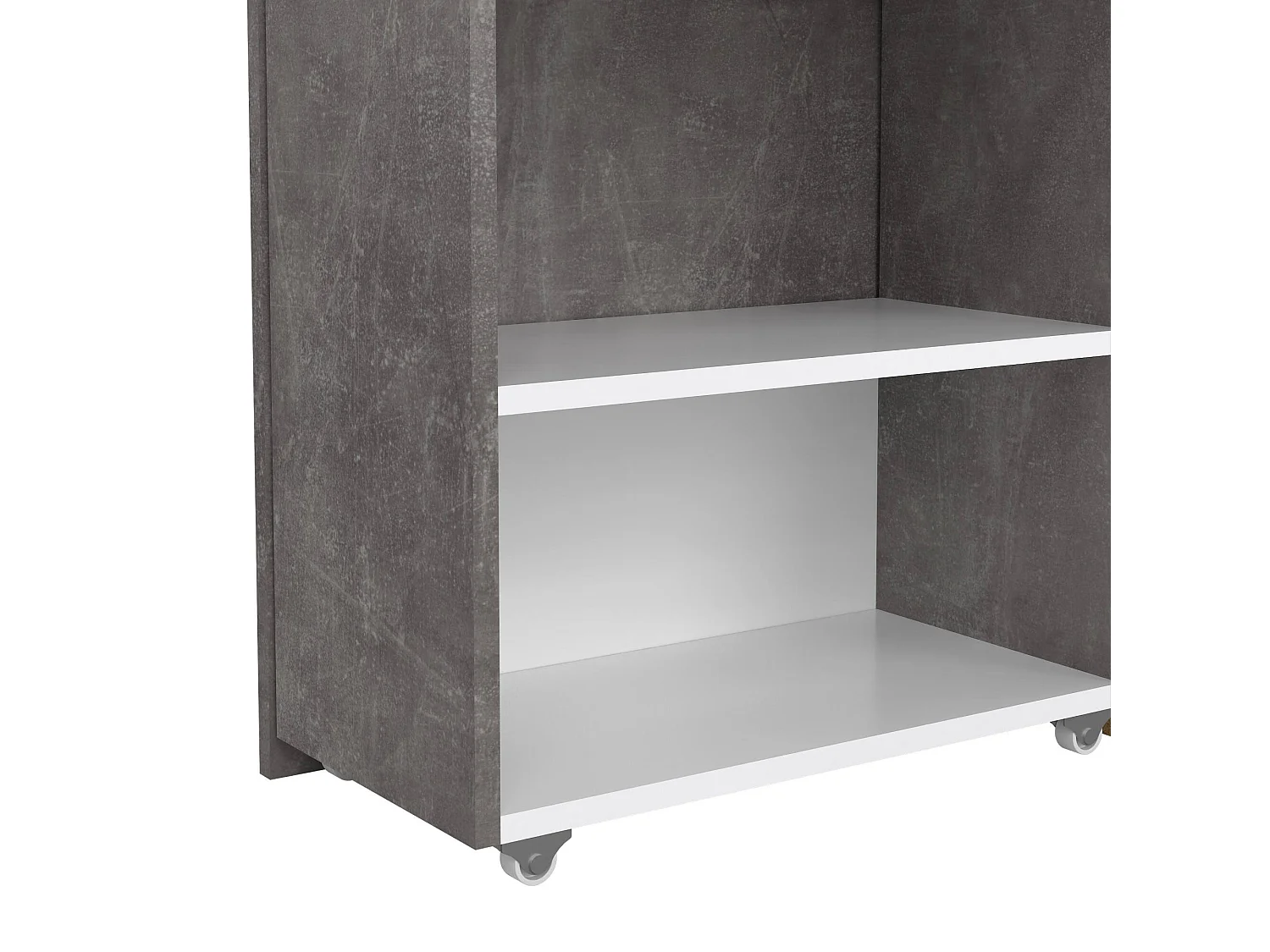 Chevet Drot, Commode basse, Table de nuit, Étagère de chevet, 165x26 h80 cm, Ciment et blanc