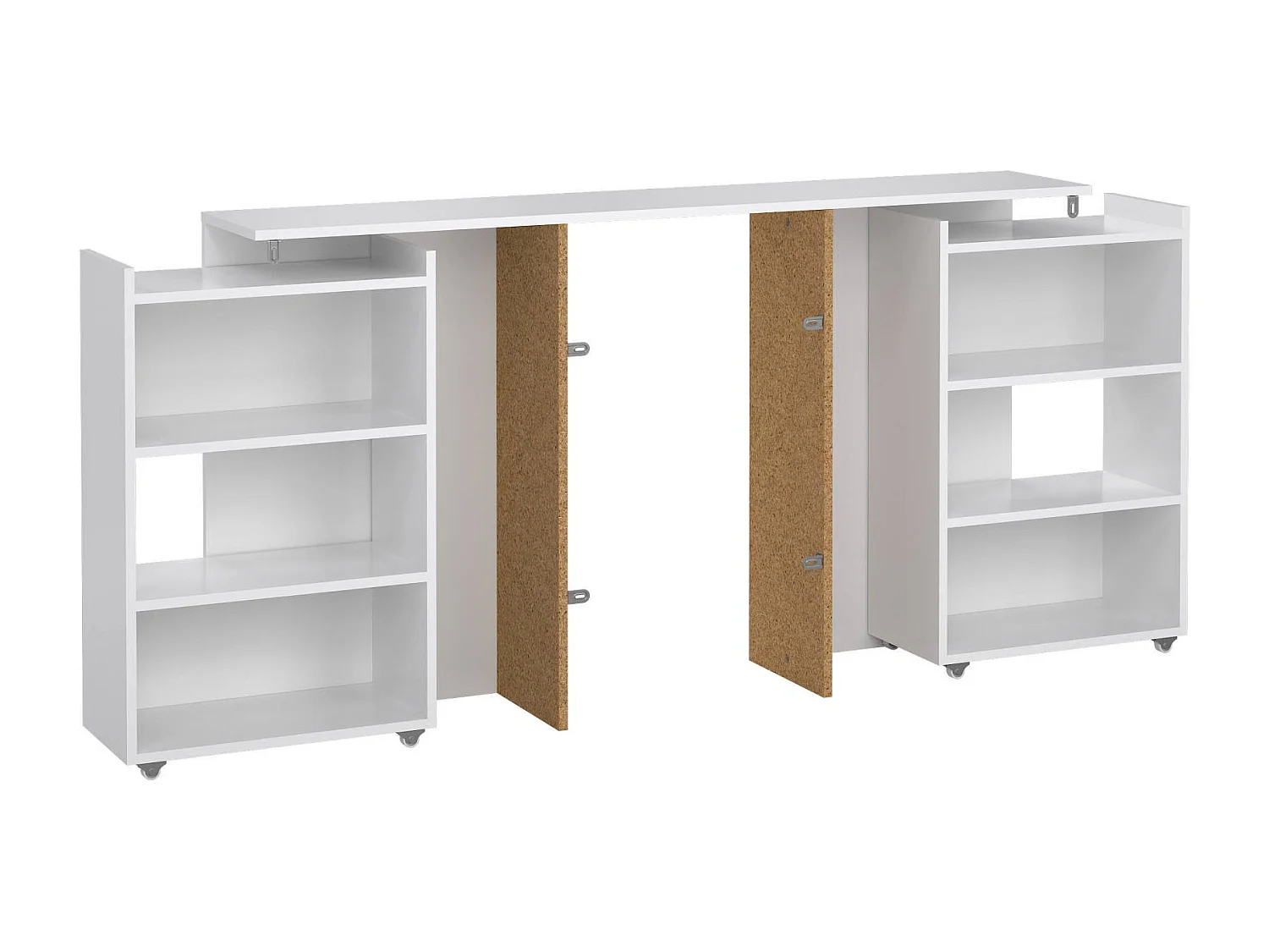 Chevet Drosi, Commode basse, Table de nuit, Étagère de chevet, 145x26 h80 cm, Blanc