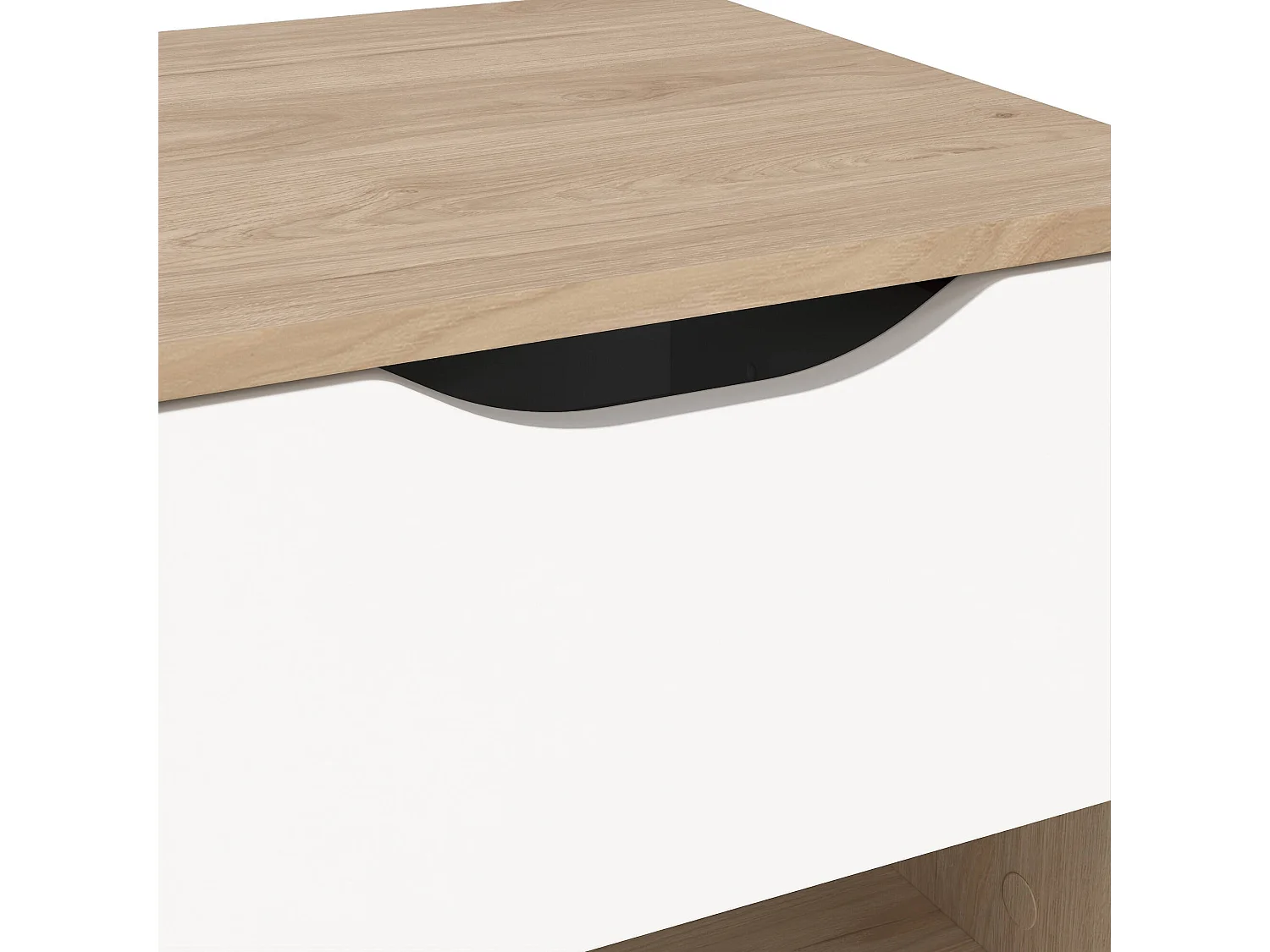 Mesa de noche Drossitt, Cómoda baja, Mesilla de noche, Estante de la cama, 40x40 h47 cm, Roble y Blanco