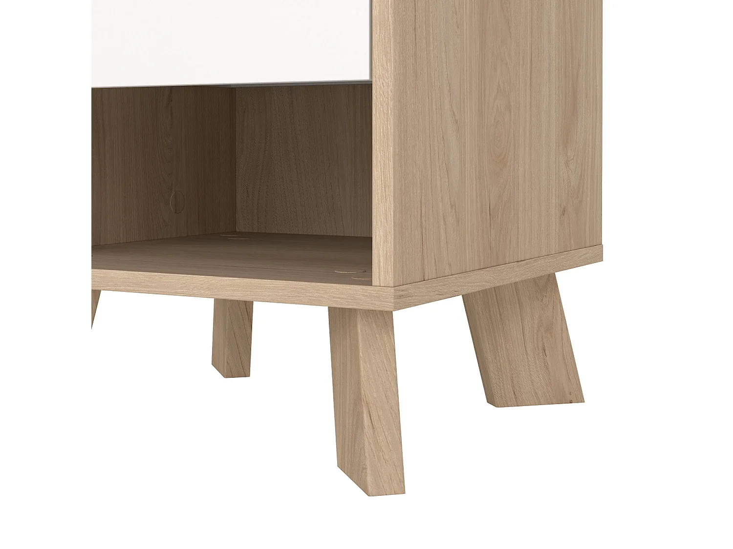 Mesa de noche Drossitt, Cómoda baja, Mesilla de noche, Estante de la cama, 40x40 h47 cm, Roble y Blanco