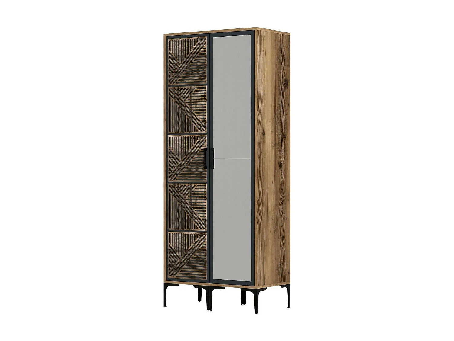 Garde-robe 2 portes Dpagliuc, Meubles de chambre, Penderie de plain-pied, Placard à vêtements, 80x201h48 cm, Noyer et Anthracite