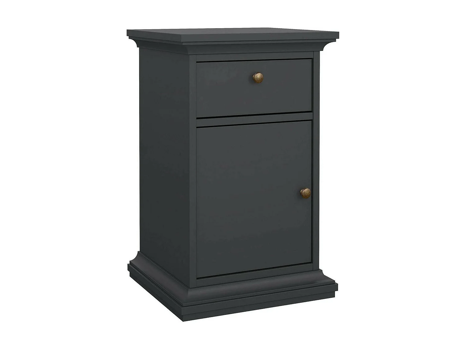 Chevet Drrahman, Commode basse, Table de nuit, Étagère de chevet, 44x40 h70 cm, Gris