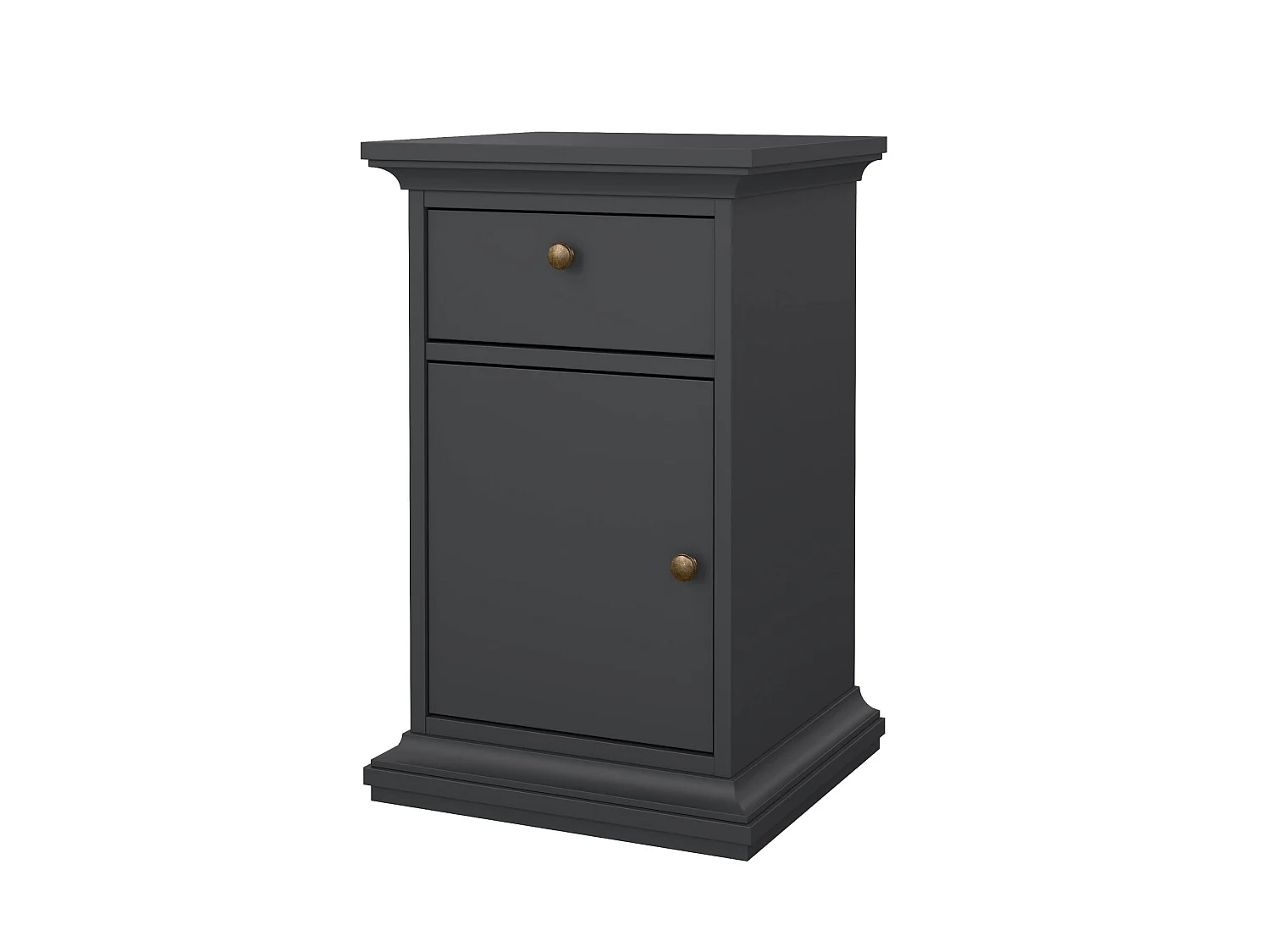 Chevet Drrahman, Commode basse, Table de nuit, Étagère de chevet, 44x40 h70 cm, Gris