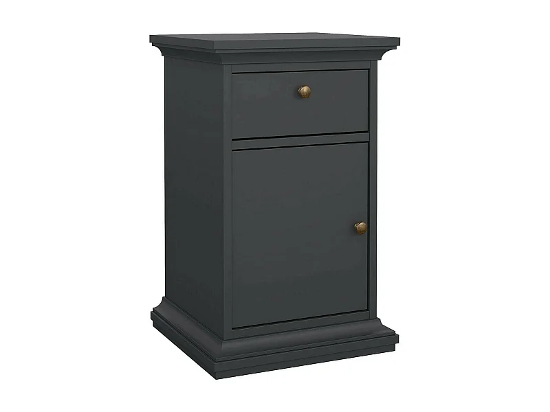 Mesa de cabeceira Drrahman, Cómoda baixa, Mesa de cabeceira, Prateleira de cama, 44x40 h70 cm, Cinza