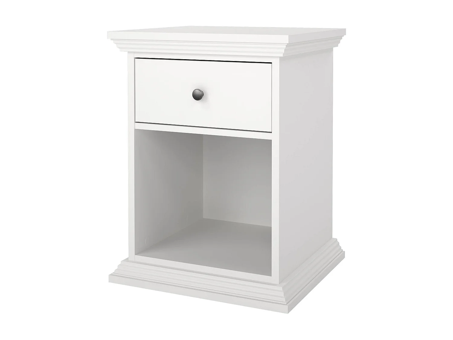 Comodino Pascal, un Cassetto, 43.3x47.8x63.4h cm Bianco