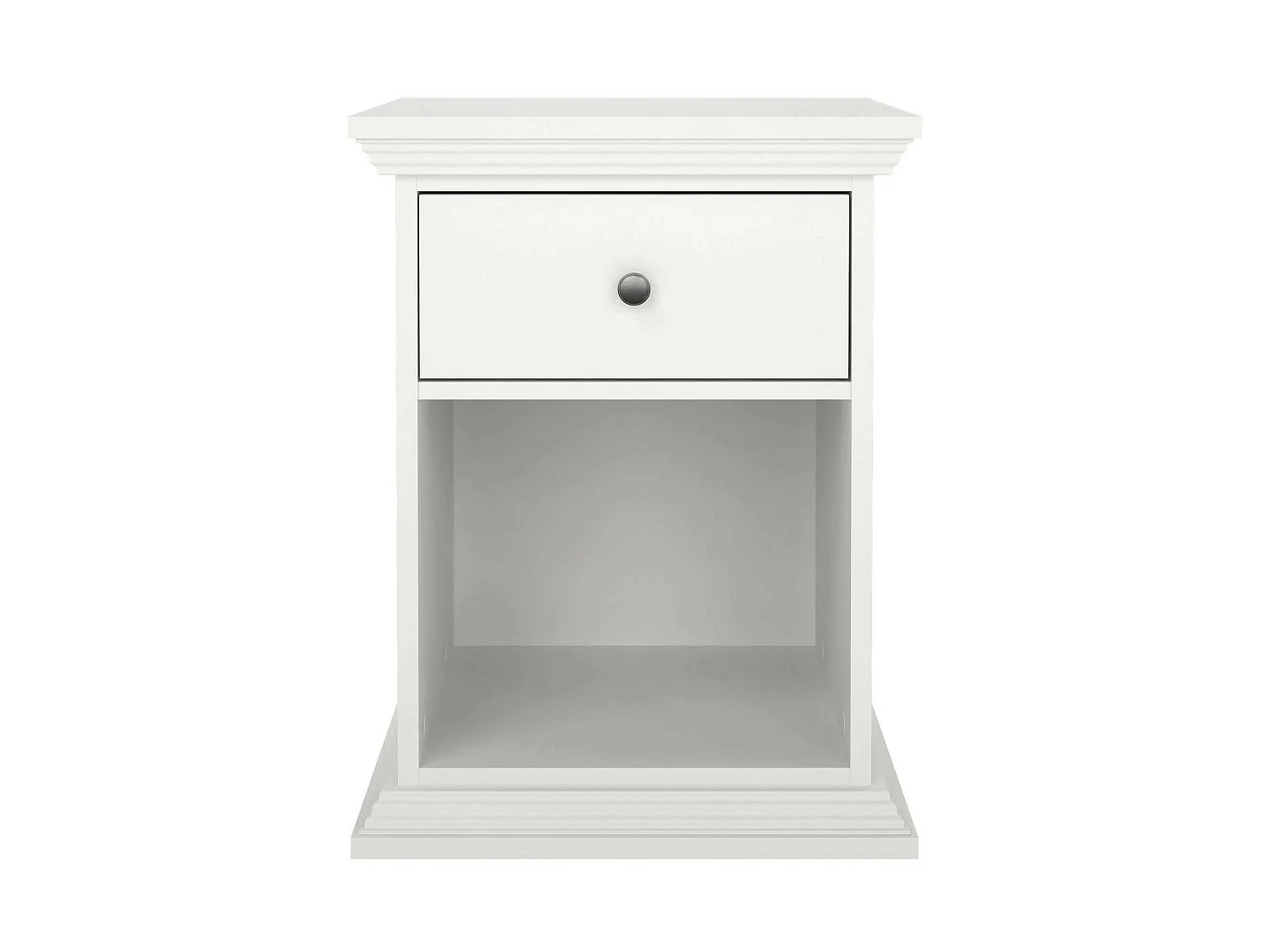 Chevet Dsaccan, Commode basse, Table de nuit, Étagère de chevet, 48x43 h63 cm, Blanc