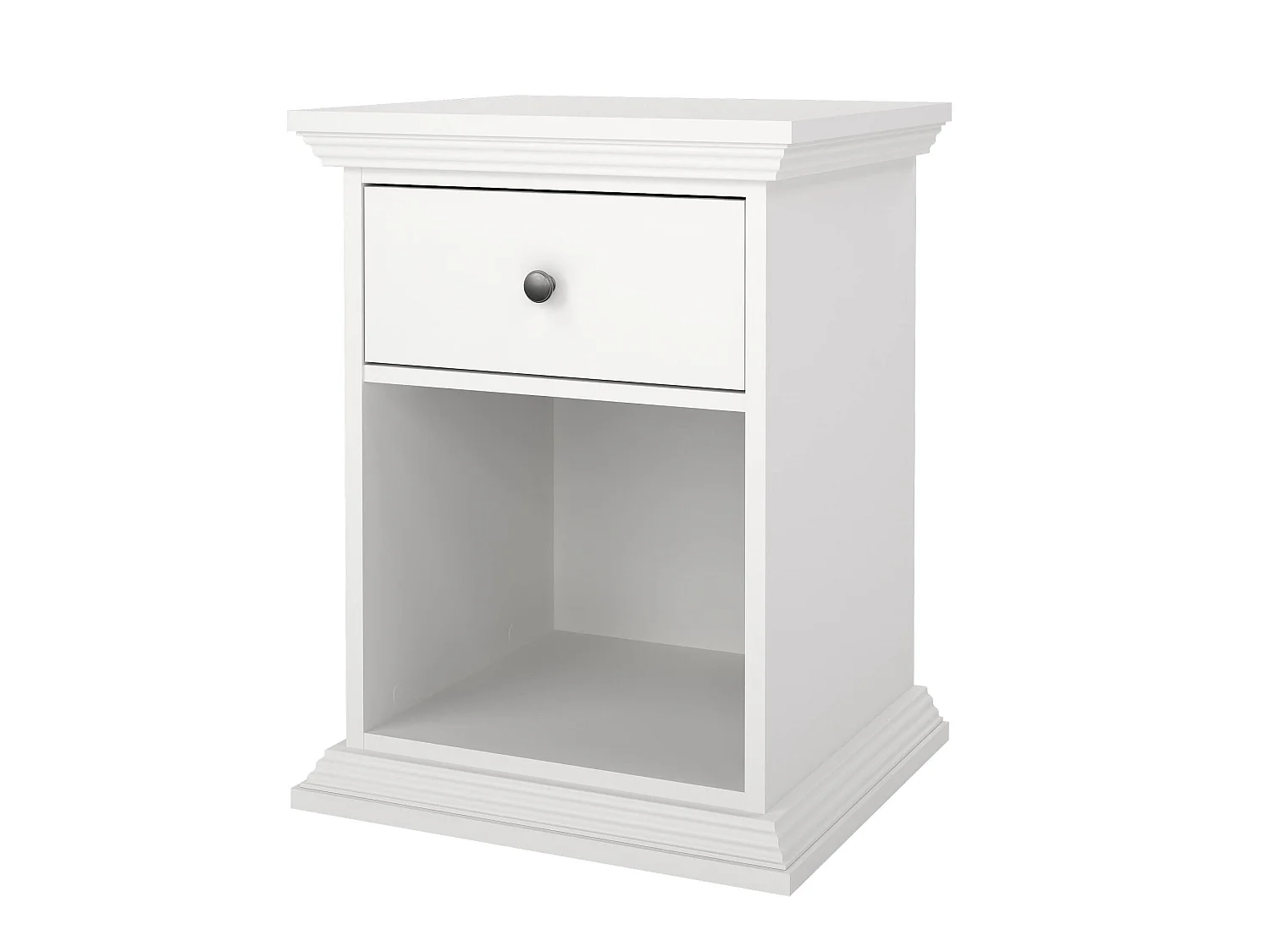 Chevet Dsaccan, Commode basse, Table de nuit, Étagère de chevet, 48x43 h63 cm, Blanc