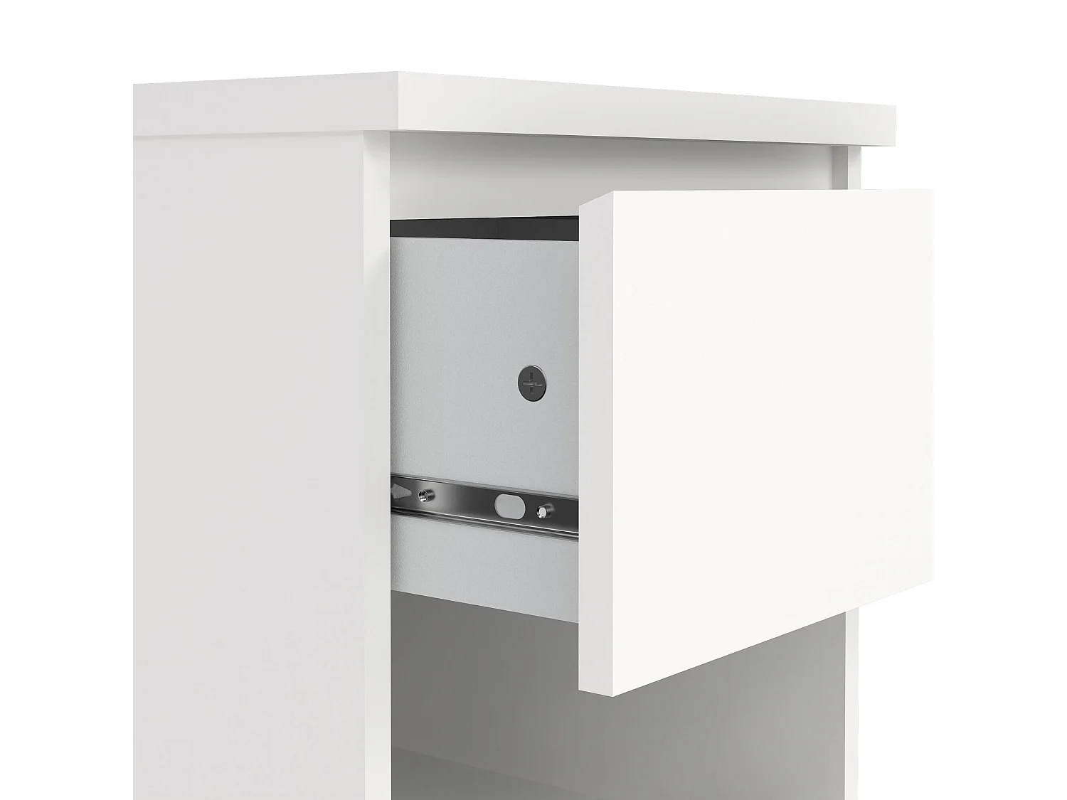 Chevet Dross, Commode basse, Table de nuit, Étagère de chevet, 40x40 h50 cm, Blanc