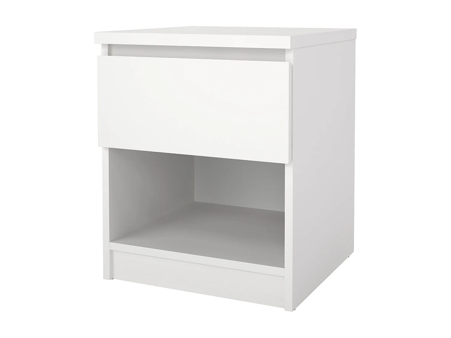 Chevet Dross, Commode basse, Table de nuit, Étagère de chevet, 40x40 h50 cm, Blanc