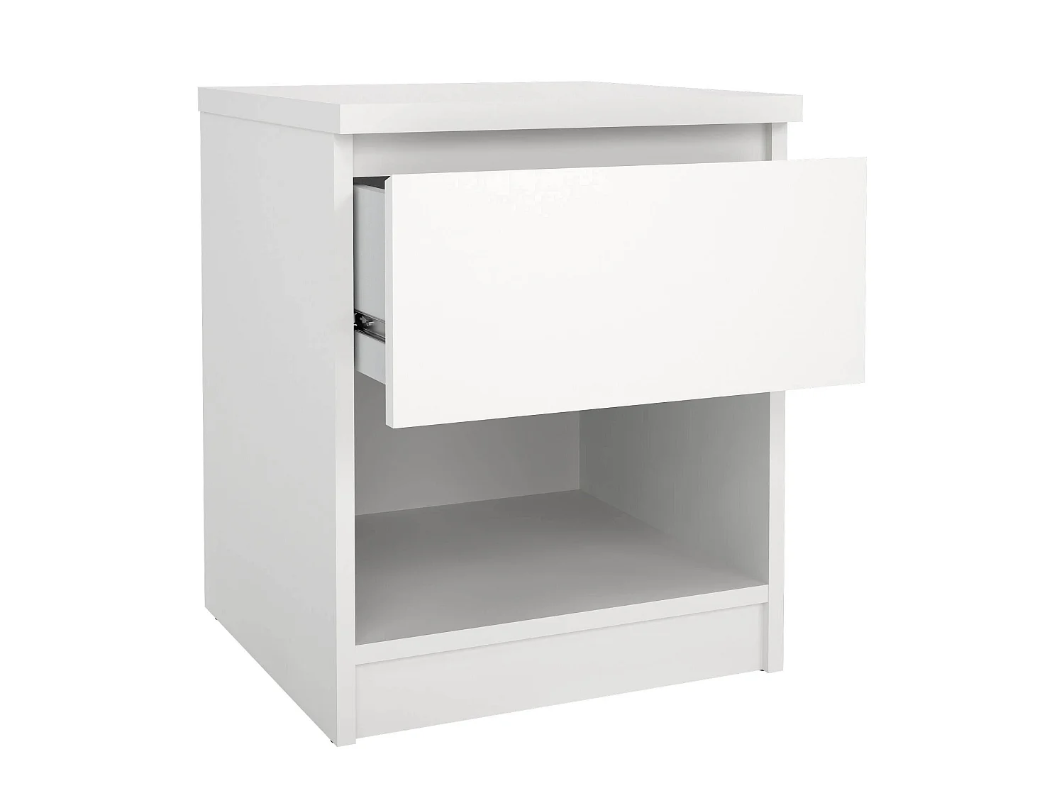 Chevet Dross, Commode basse, Table de nuit, Étagère de chevet, 40x40 h50 cm, Blanc