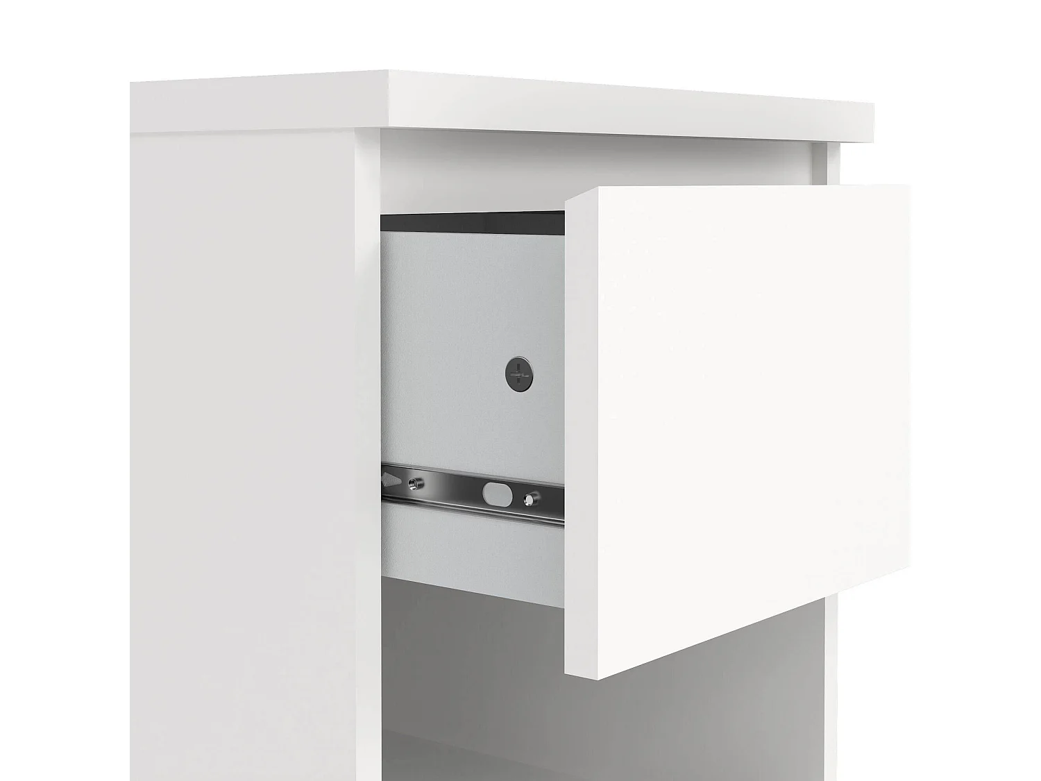 Chevet Dross, Commode basse, Table de nuit, Étagère de chevet, 40x40 h50 cm, Blanc