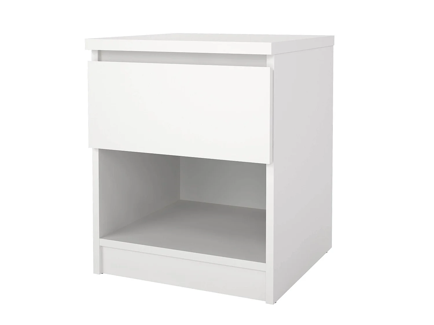 Chevet Dross, Commode basse, Table de nuit, Étagère de chevet, 40x40 h50 cm, Blanc