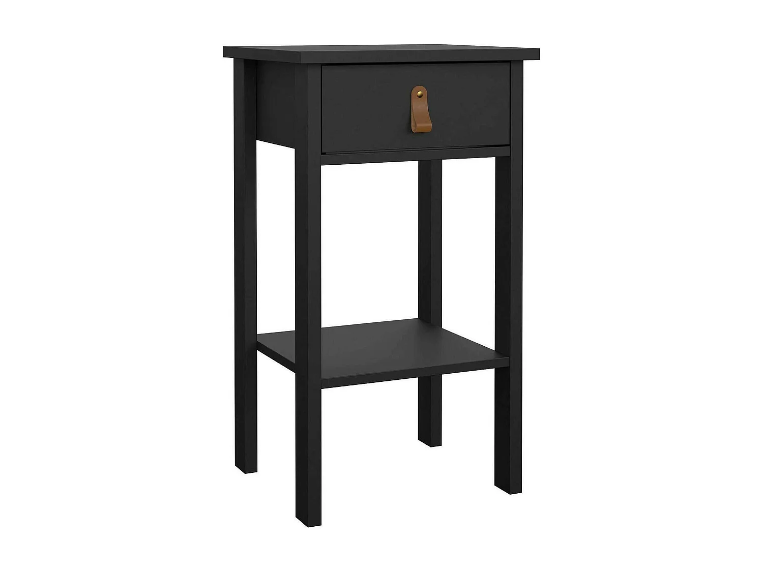 Dsabir nachtkastje, Laag dressoir, Nachtkastje, Bedplank, 40x34 h70 cm, Zwart