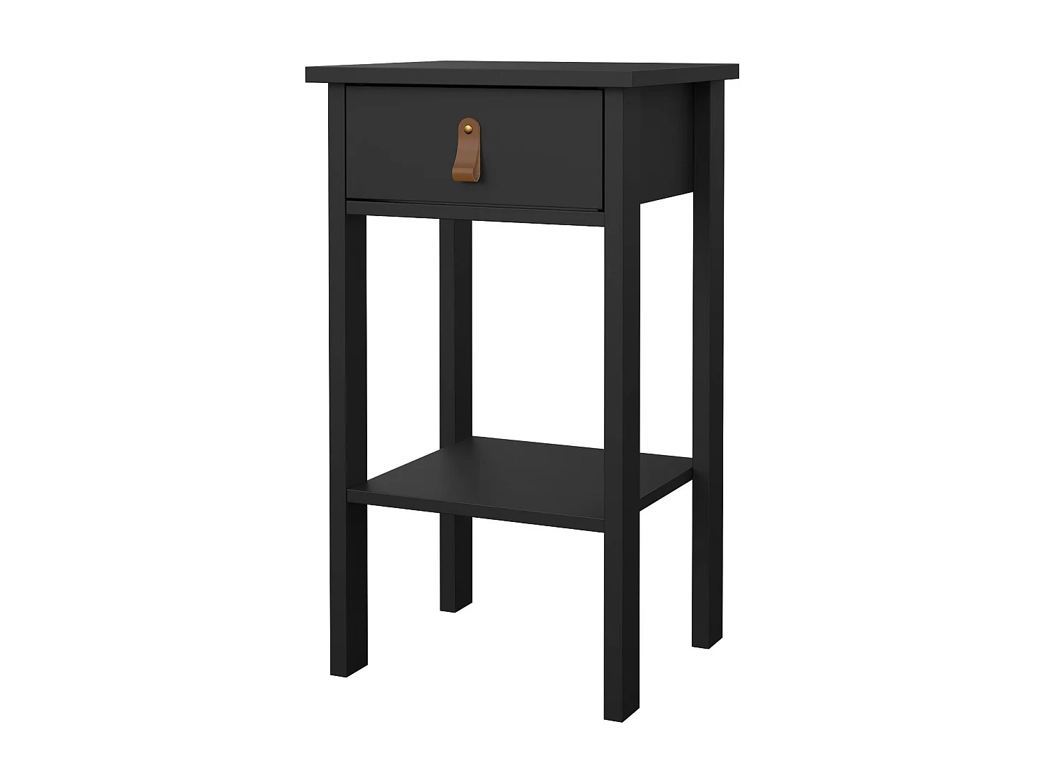 Chevet Dsabir, Commode basse, Table de nuit, Étagère de chevet, 40x34 h70 cm, Noir