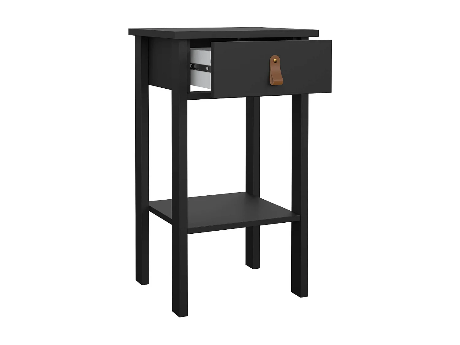 Nachttisch Dsabir, Niedrige Kommode, Tisch, Multifunktionaler Nachttisch, 40x34 h70 cm, Schwarz