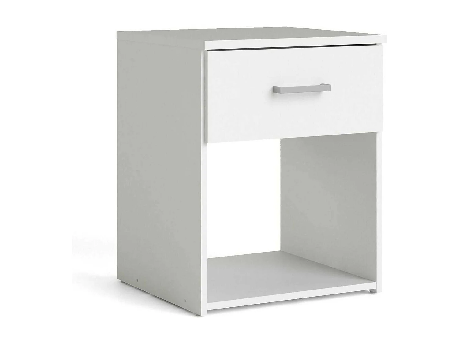 Chevet Druss, Commode basse, Table de nuit, Étagère de chevet, 38x36 h48 cm, Blanc