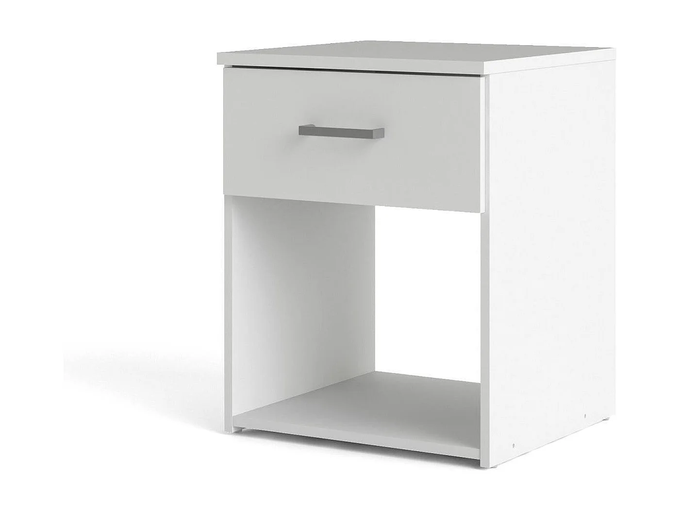 Chevet Druss, Commode basse, Table de nuit, Étagère de chevet, 38x36 h48 cm, Blanc