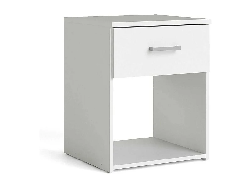 Chevet Druss, Commode basse, Table de nuit, Étagère de chevet, 38x36 h48 cm, Blanc