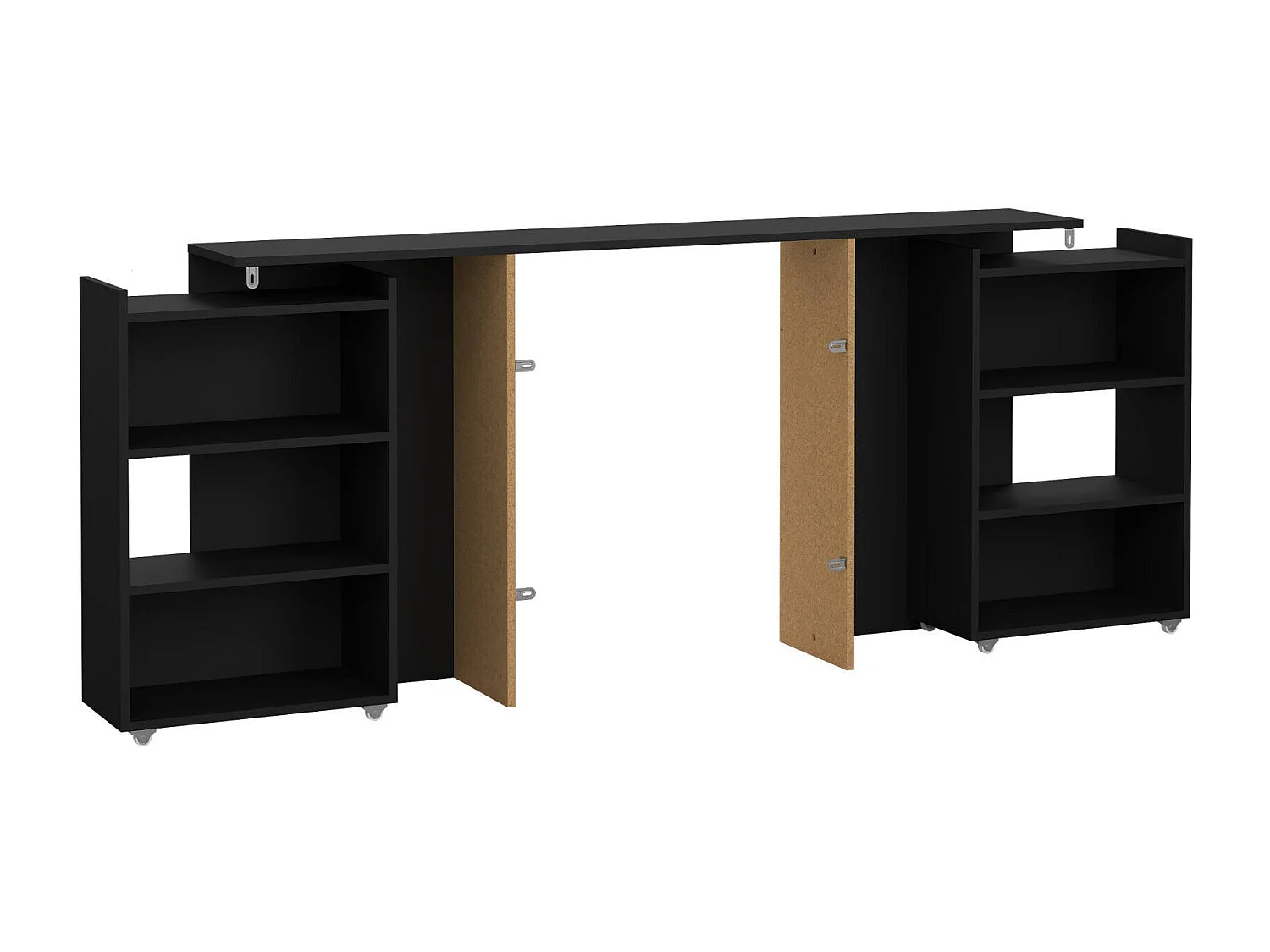 Comodino Shary, 3 Ripiani, 26.3x164.9x79.8h cm Nero