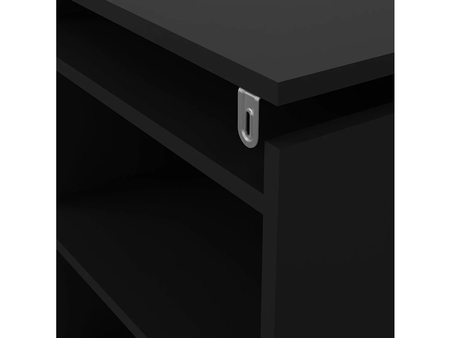 Chevet Drubb, Commode basse, Table de nuit, Étagère de chevet, 165x26 h80 cm, Noir